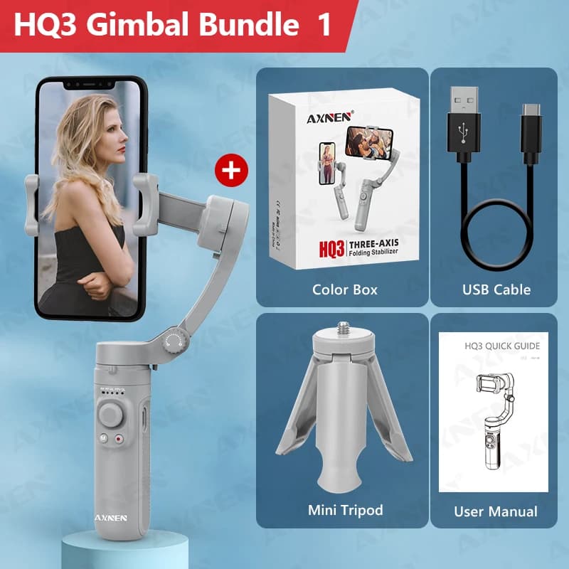 3-Axis Gimbal Stabilizer for Smartphone Handheld Phone Video Record, Android iPhone Vlog Cellphone Stabilizer Rotating Shooting
