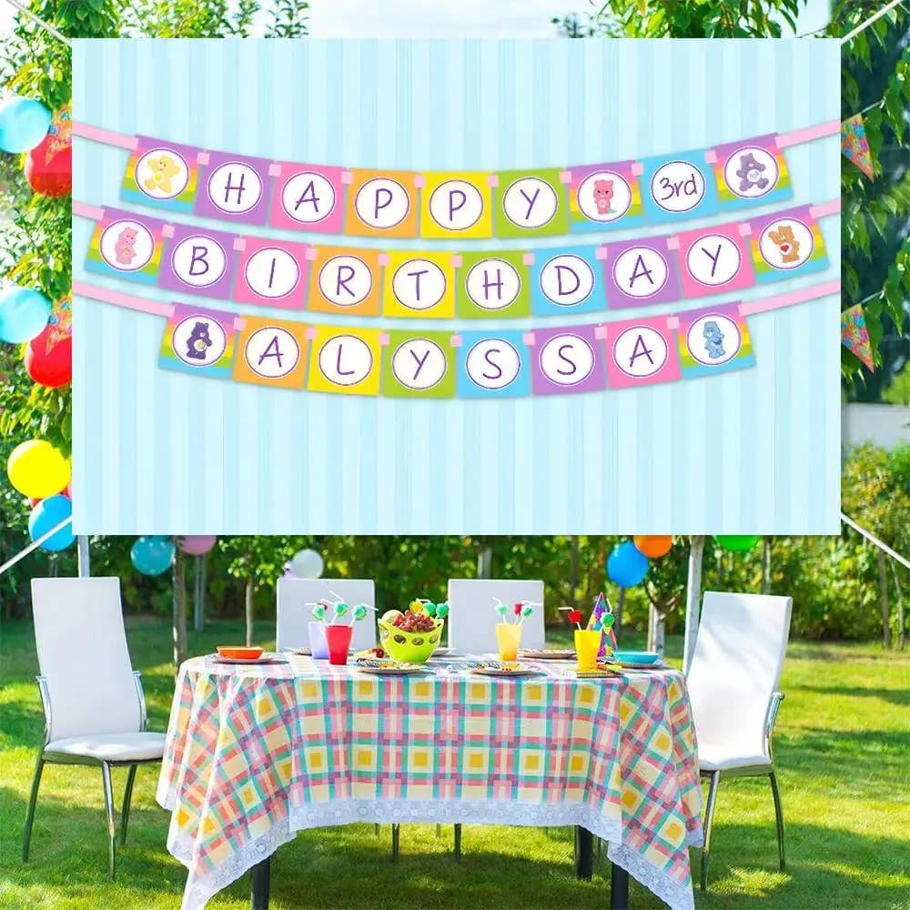 Photography Backgrounds for Kids Birthday Party Children Portrait Photo Backdrops Care-Bears Love Rainbow Bear anime