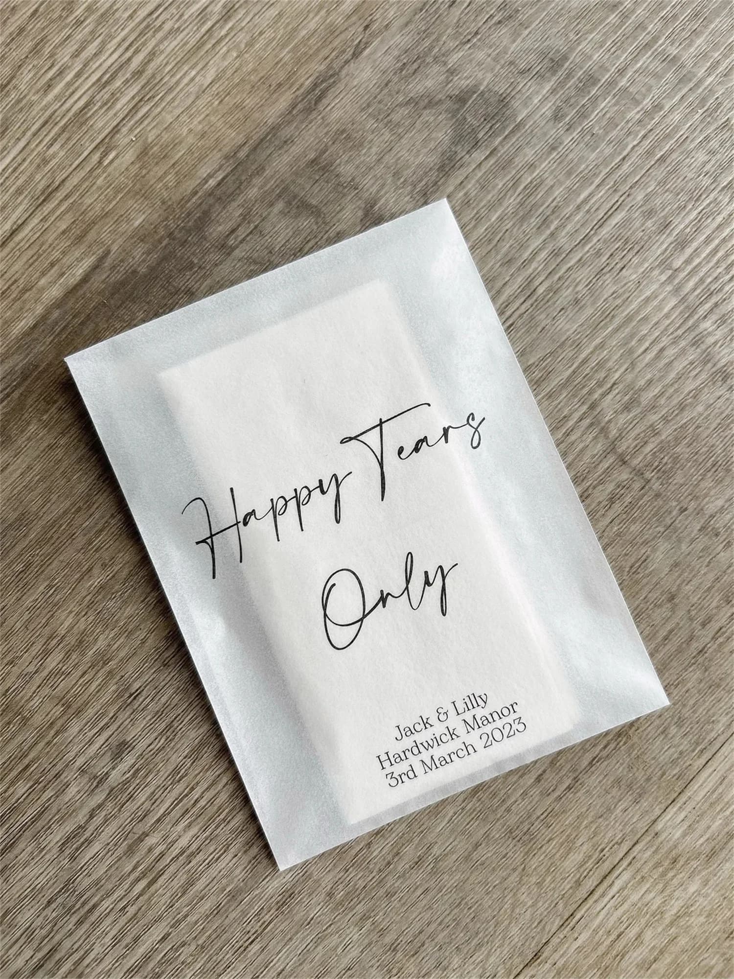 Personalised Wedding Favor Packs: Happy Tears Tissue Packets & Confetti Packs for Guests