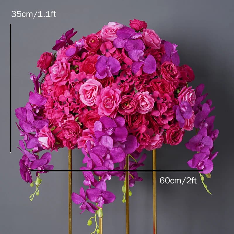 Wedding Table Centerpiece Ball, White Rose Orchid, Hydrangea Flower Arrangement, Party Road Lead Props,80 cm, 70 cm, 60 cm, 50cm