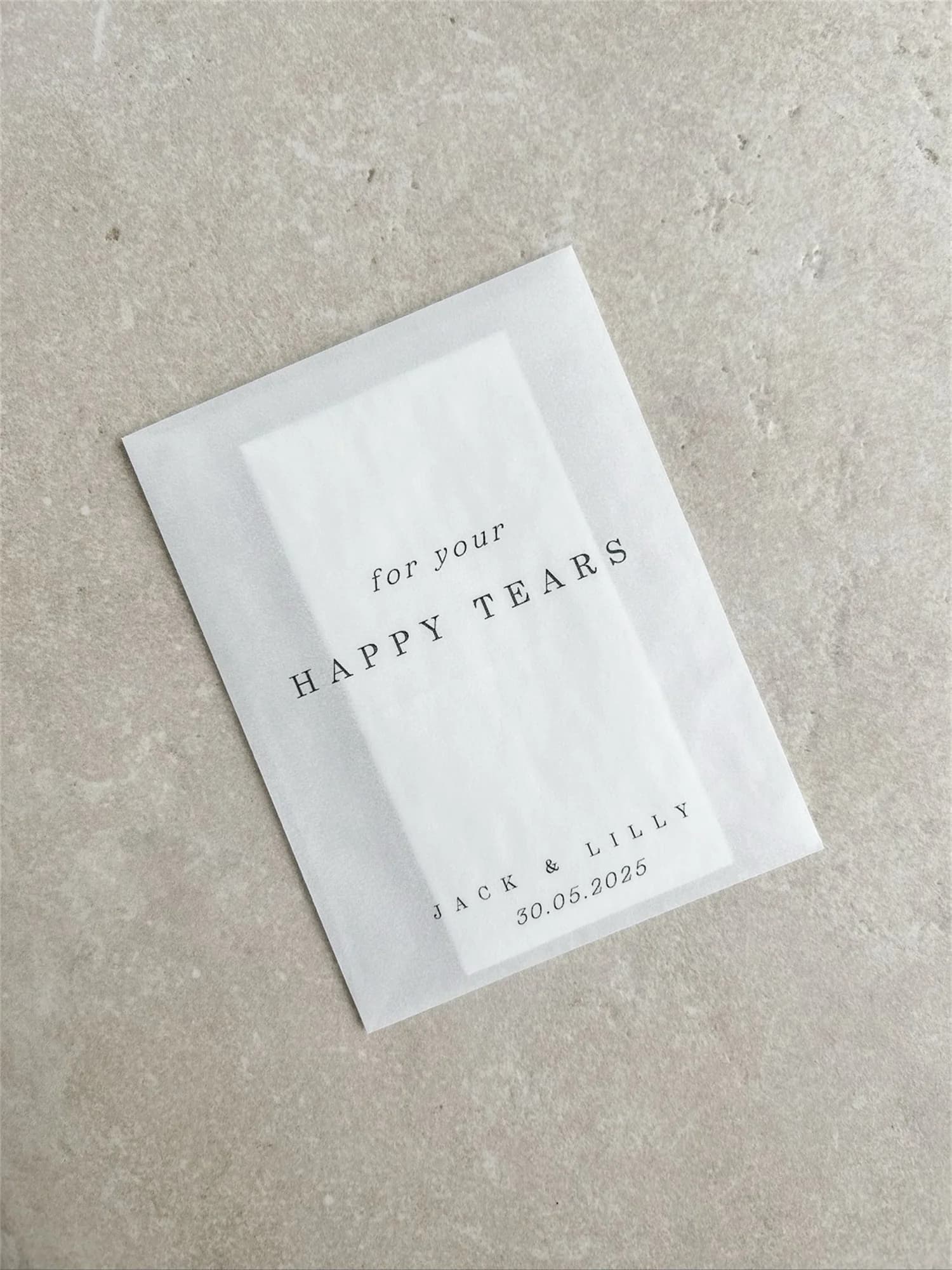 Personalised Wedding Favor Packs: Happy Tears Tissue Packets & Confetti Packs for Guests