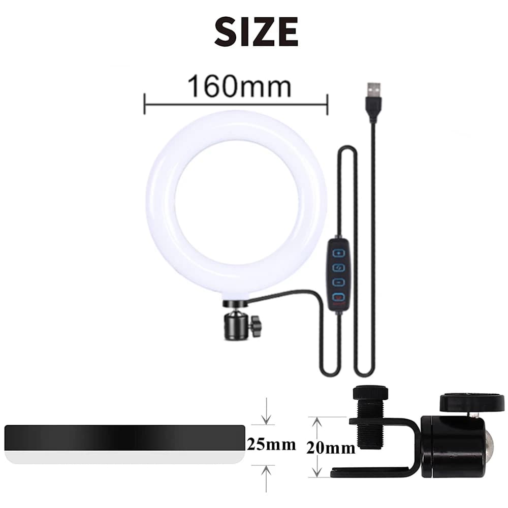Ring Light LED Lamp Lighting With Clip On Laptop Computer For Video Conference Zoom Webcam Chat Live Streaming Youtube
