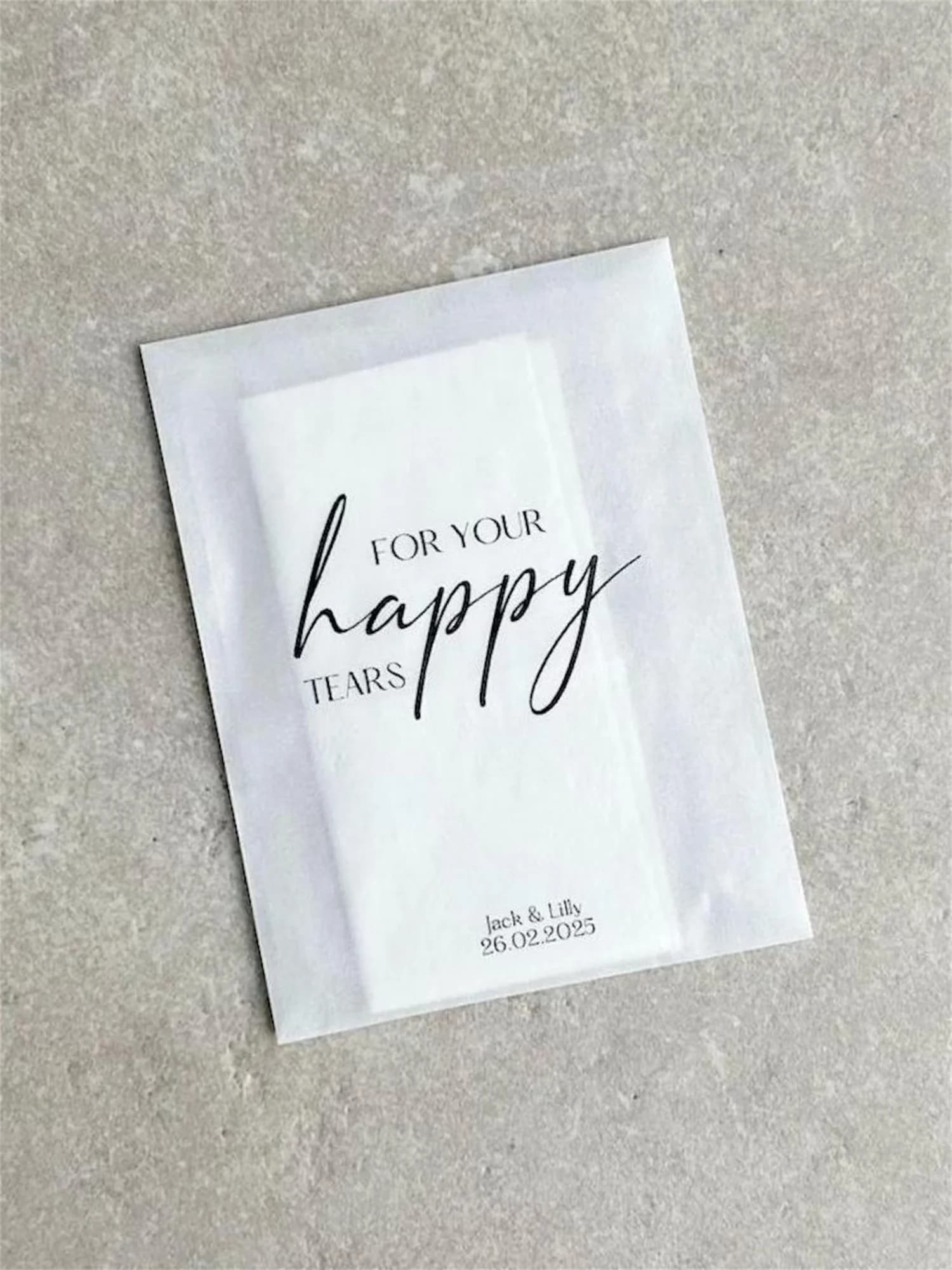 Personalised Wedding Favor Packs: Happy Tears Tissue Packets & Confetti Packs for Guests