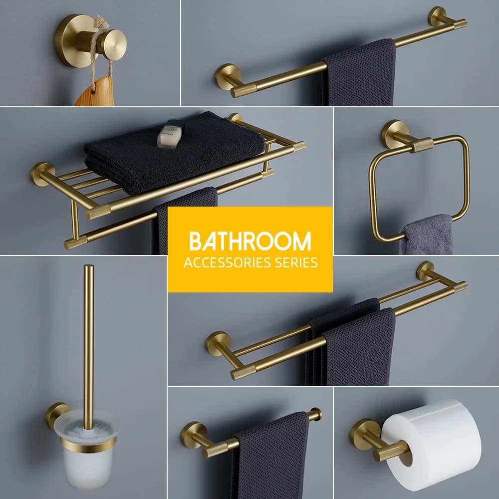 Brushed Gold Bathroom Hardware Accessories Kit