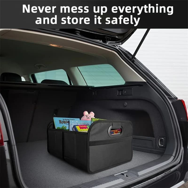 Car Trunk Organizer, Collapsible Compartment Car Organizer, Space-Saving, Foldable Waterproof for All Cars, SUVs, Mini-Vans