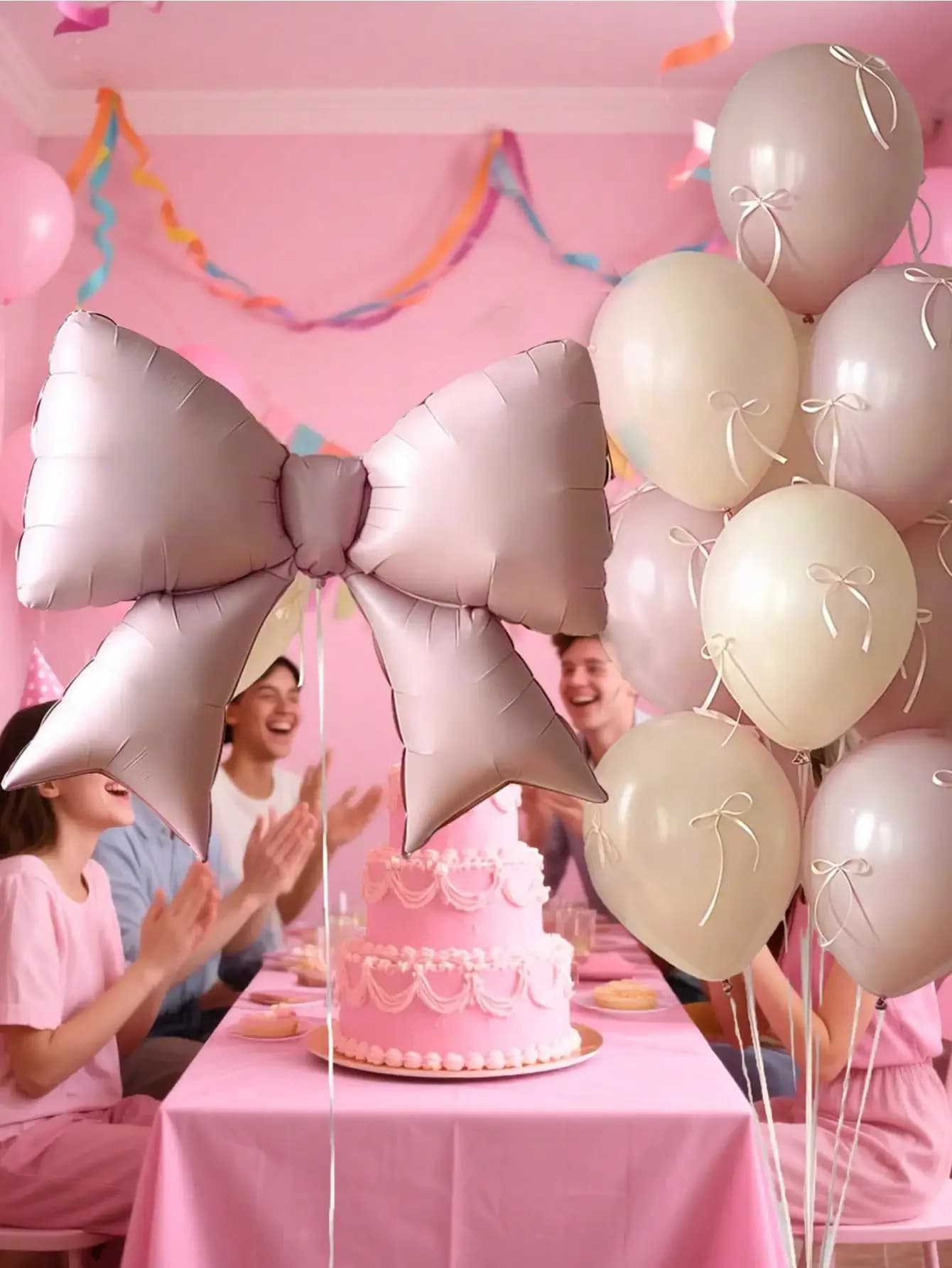 12pcs Large Decorative Balloons with Pink Bows Suitable for Valentine's Day Wedding Decoration Birthdays Pink Themed Parties