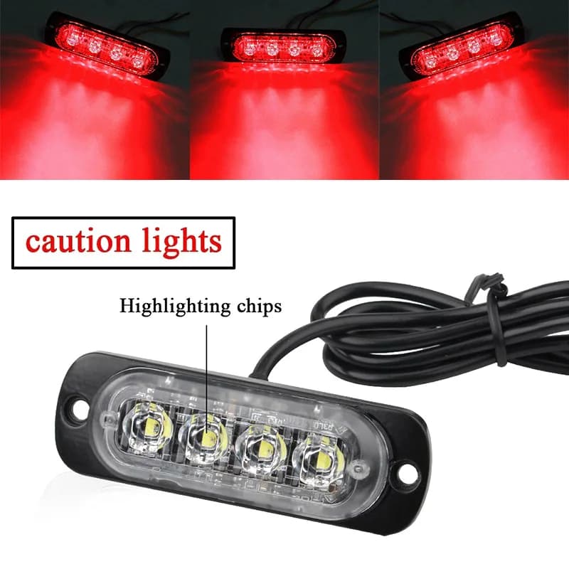 Car LED Lights 12V 800LM 4LED Off-Road Car Trucks Fog Light Super Bright ForUrgent Working Fog Red Light Lamp Car Accessories