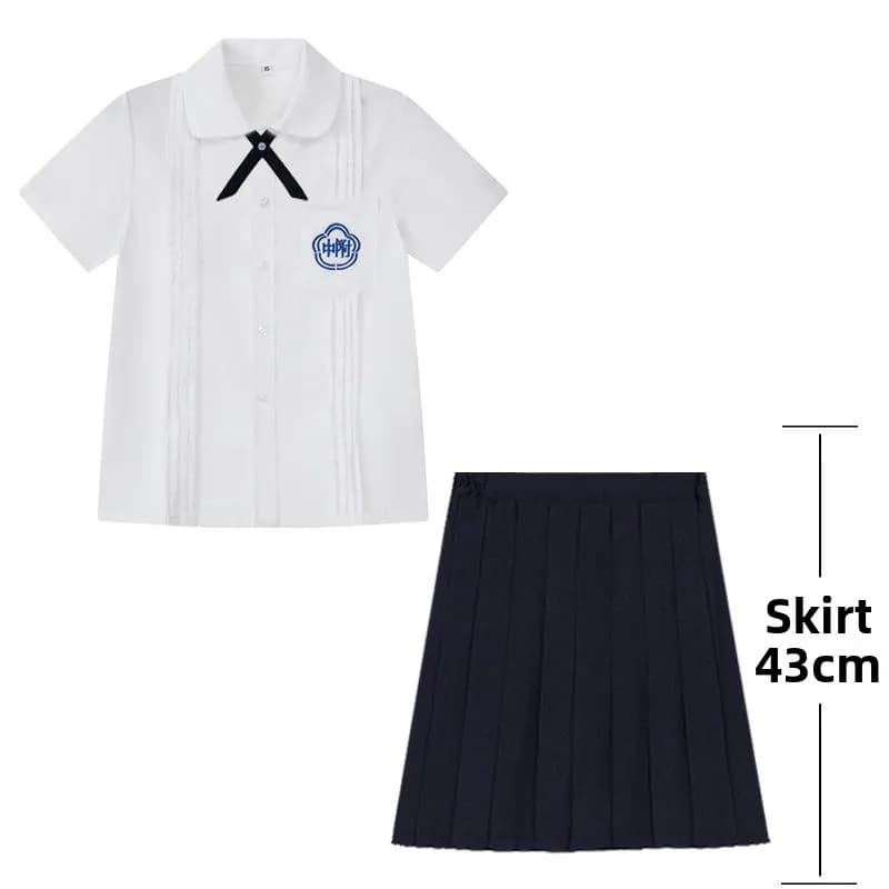 Xxxxxl1 / Included women's short white shirt + bow tie + navy blue skirt