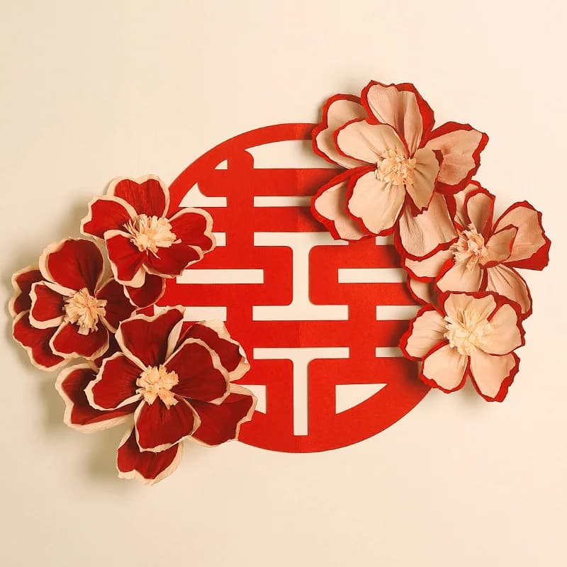 2026 Chinese Wedding Decoration Double Happiness Background Wall Ornament Traditional Wedding Wall Stickers Decal Party Supplies