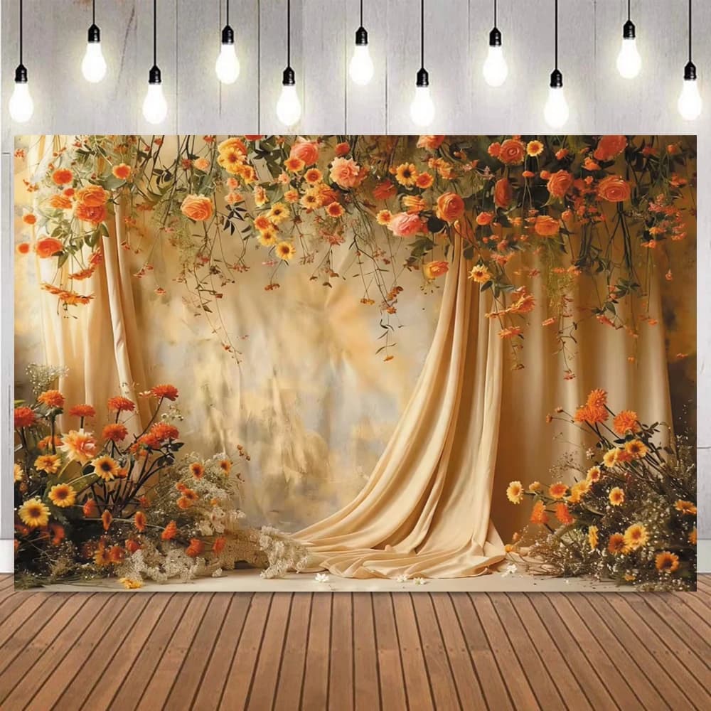 Wedding Photography Backdrop Pink White Curtains Flower Wall Bridal Shower Maternity Portrait Children Birthday Party Background