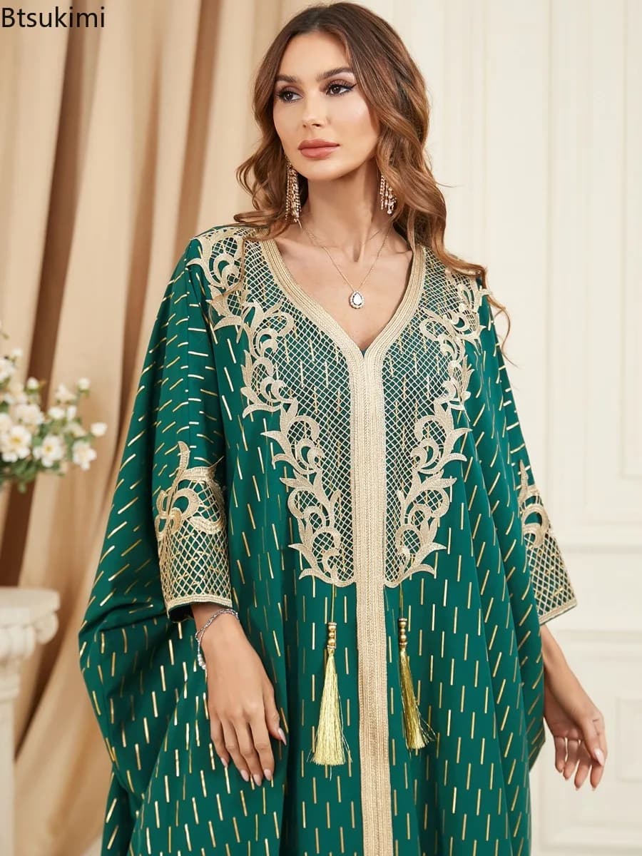 Elegant Long Abaya Bat Sleeve Evening Dress