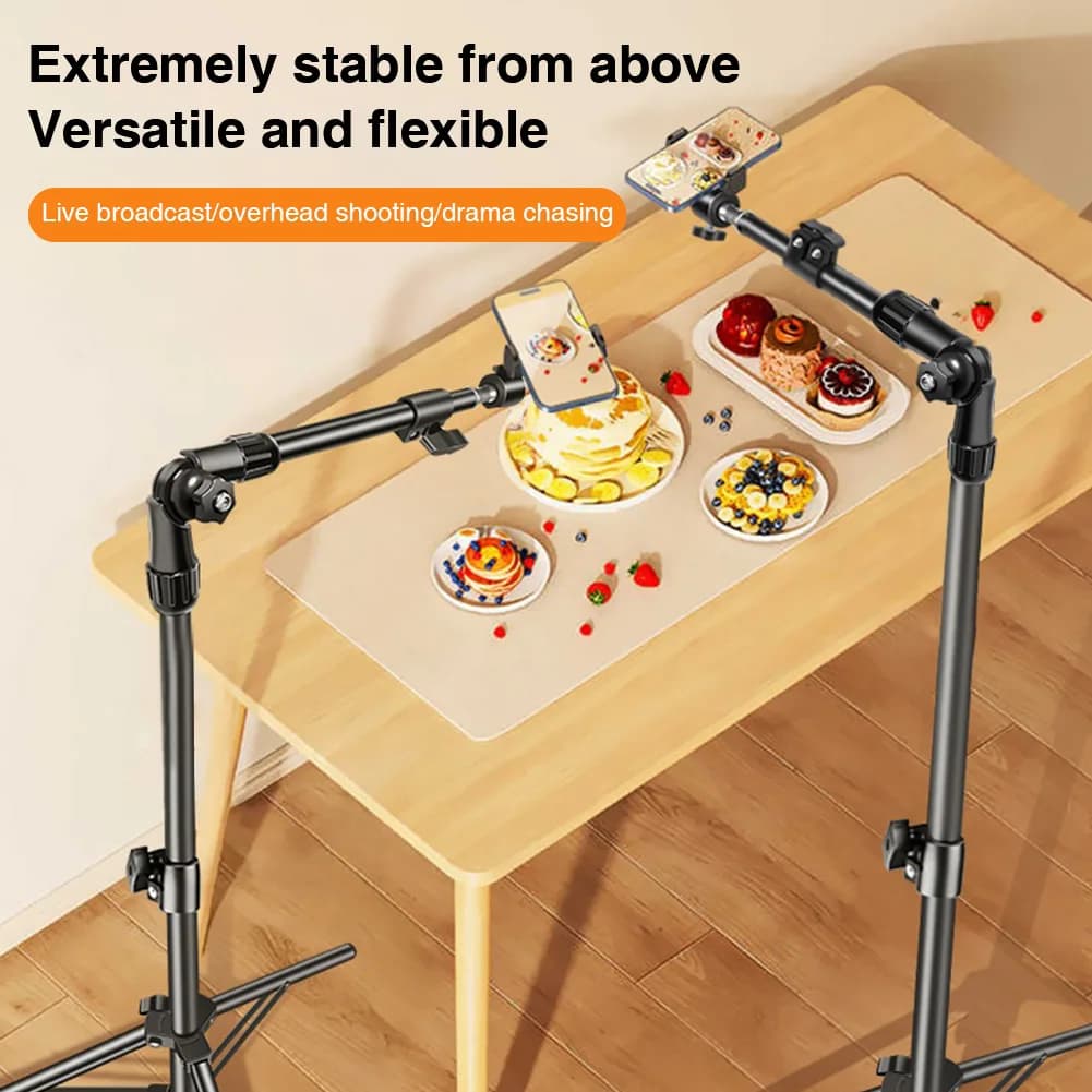 Phone Tripod Adjustable Horizontal Overhead Tripod Cell Phone Tripod Stand for Filming Video Recording Live Stream