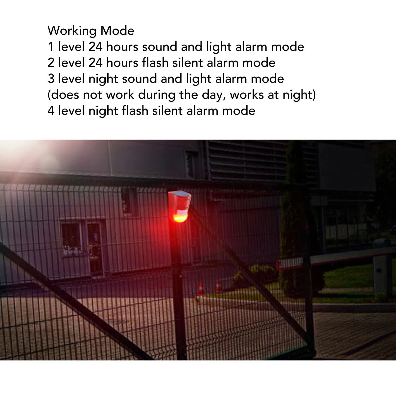 Solar Motion Sensor Alarm 129dB Sound IP65 Waterproof Security Light Alarm for Farm Warehouse Solar Sound and Light Alarm