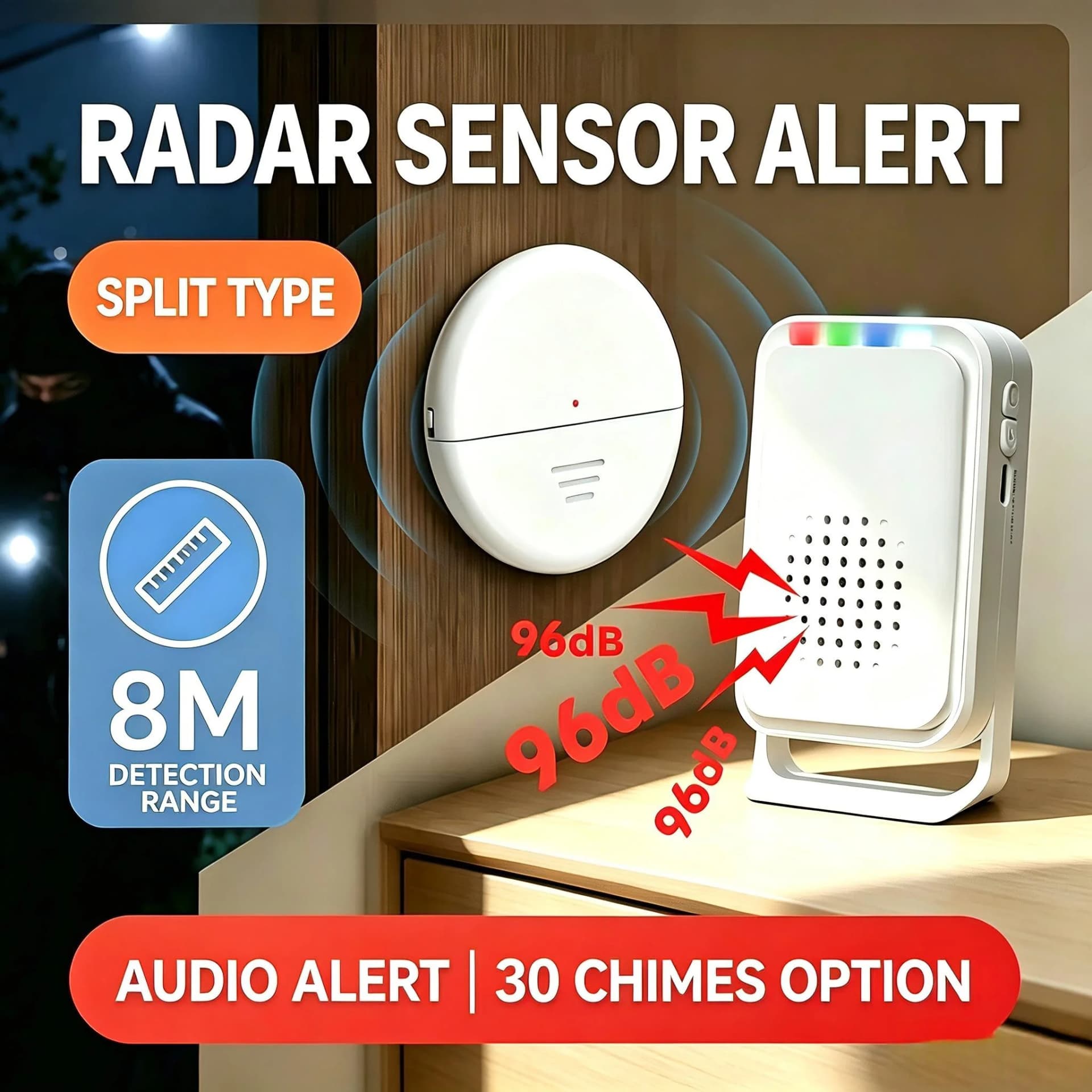 Radar Sensor Door Window Anti-Theft Alarm Home Use For Children, Elderly, Fall Protection, And Pedestrian Detection Warning