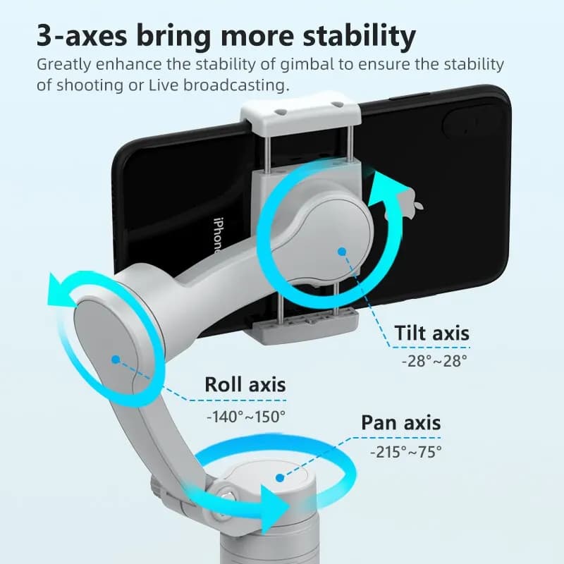 3-Axis Gimbal Stabilizer for Smartphone Handheld Phone Video Record, Android iPhone Vlog Cellphone Stabilizer Rotating Shooting
