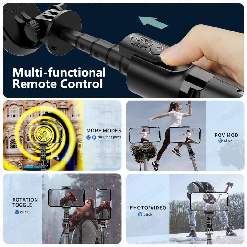 TOKQI Gimbal Stabilizer Anti-Shake Aluminum Alloy Fill Light Selfie Stick Tripod 360 Rotation For Travel Live Streaming Shooting