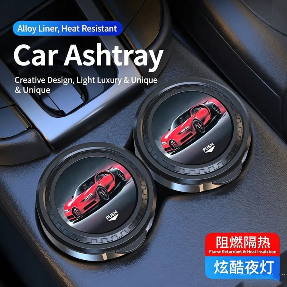 Car Ashtray With LED Lighting and Lid
