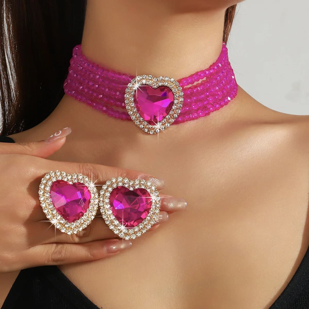 Elegant Artificial Crystal Decorated Jewelry Set Fashion Jewelry for Party Daily Clothing Decor Trendy All-match Jewelry