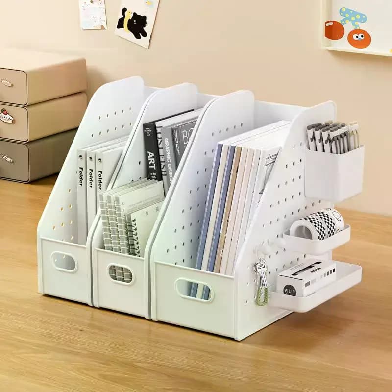 Desk File Organizer with Modular Storage Boxes for Home and Office Use