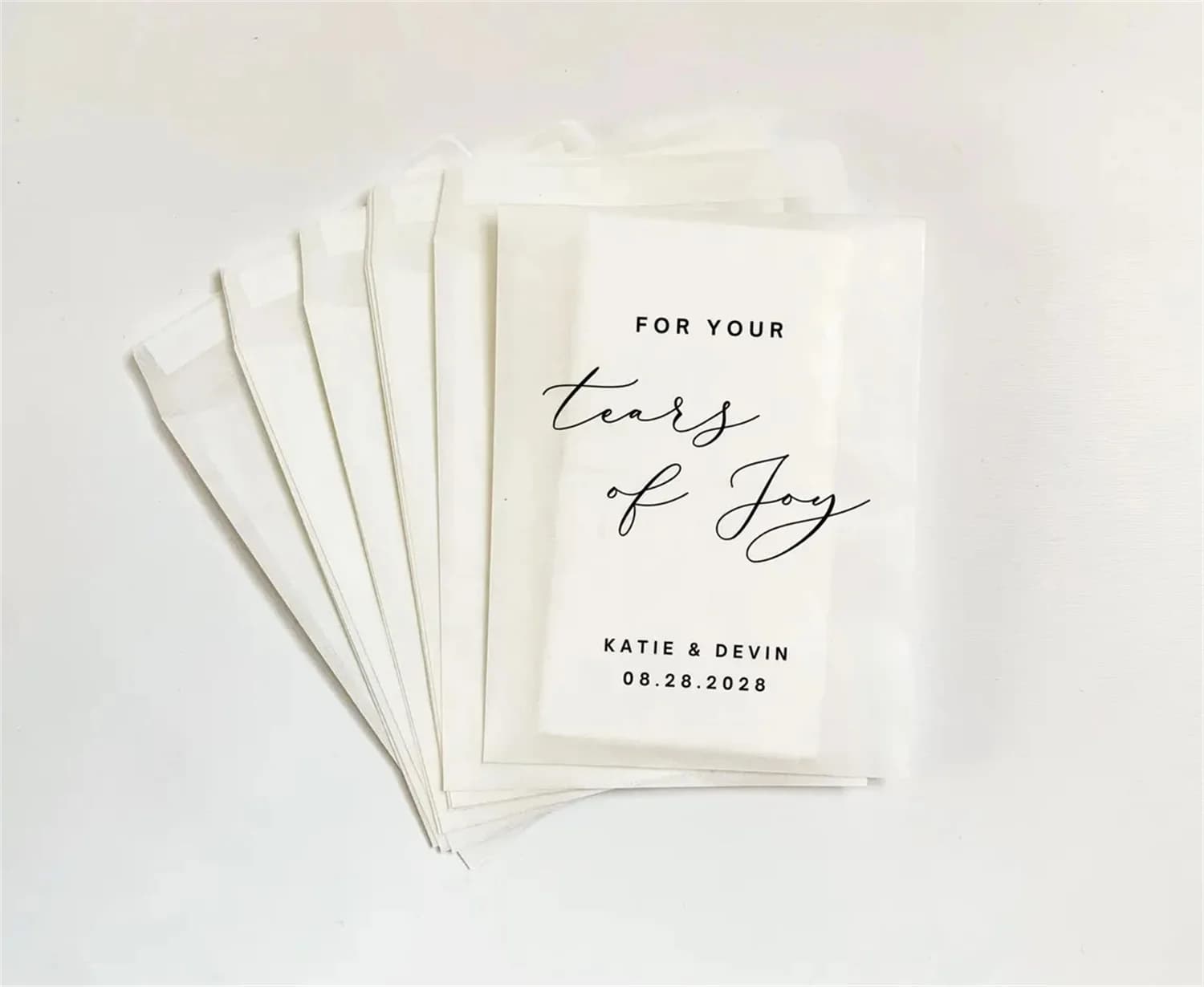 Personalised Wedding Favor Packs: Happy Tears Tissue Packets & Confetti Packs for Guests