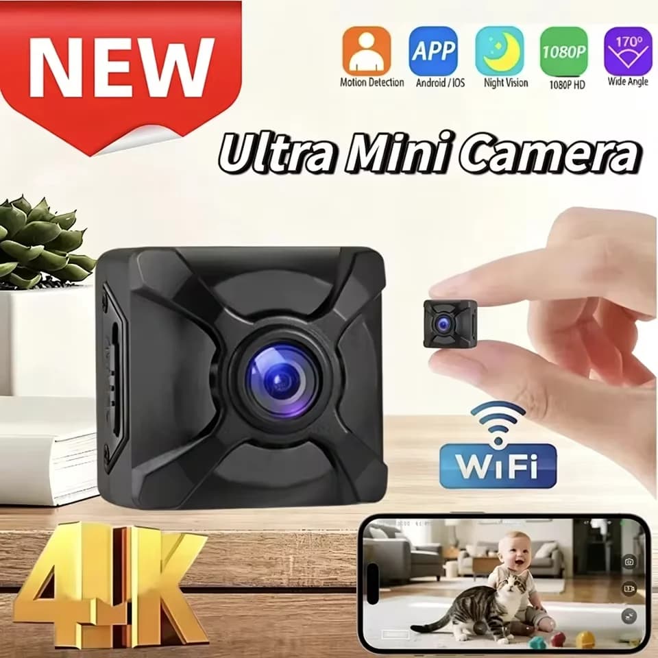 Mini X5 Camera 4K WiFi Security Wireless Outdoor Indoor Night Vision No Need Power SD Card Motion Detection Free Cloud Storage