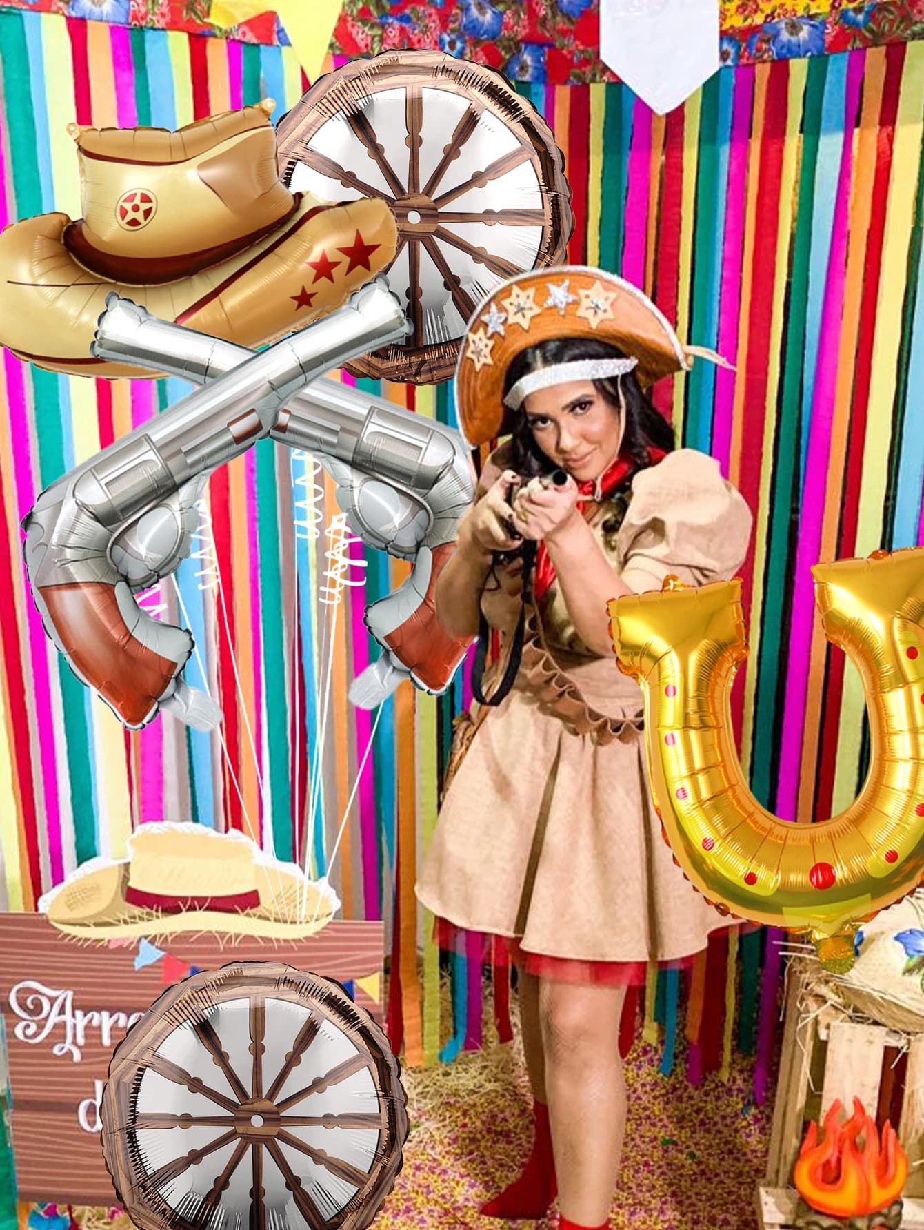 6pcs Western Birthday Party Balloons for Western Themed Birthday Party Decorations, Last Rodeo Bachelor Party, Farm Decorations