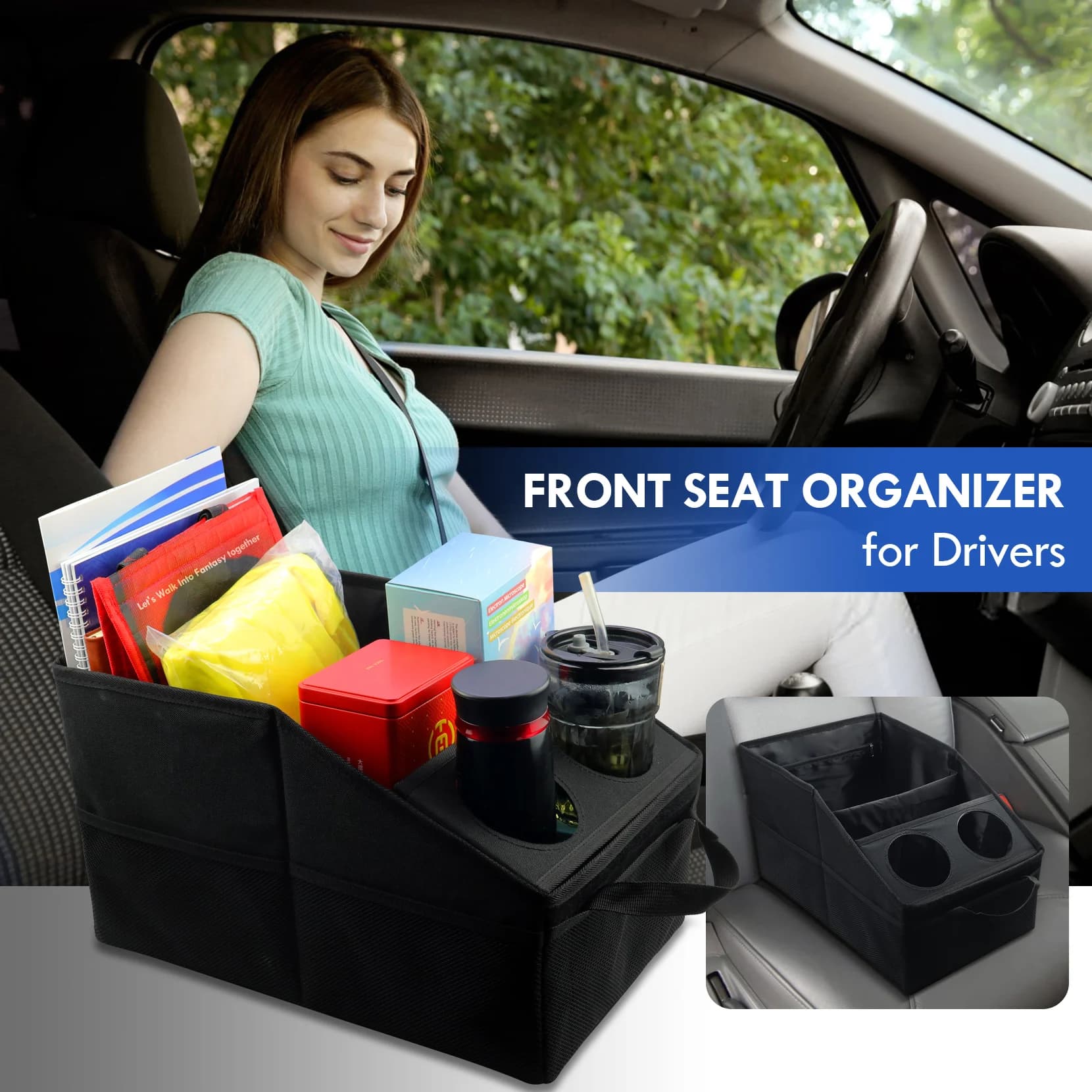 Car Trunk Organizer - Car Organizer, Foldable Trunk Organizer, Sturdy Auto Parts Organizer, Black