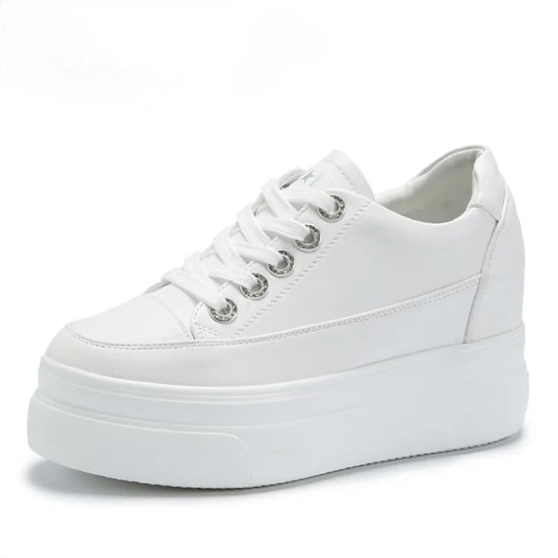 Women's Breathable White Platform Sneakers