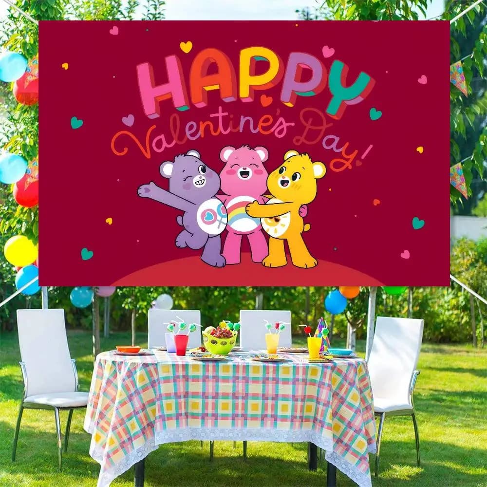 Photography Backgrounds for Kids Birthday Party Children Portrait Photo Backdrops Care-Bears Love Rainbow Bear anime