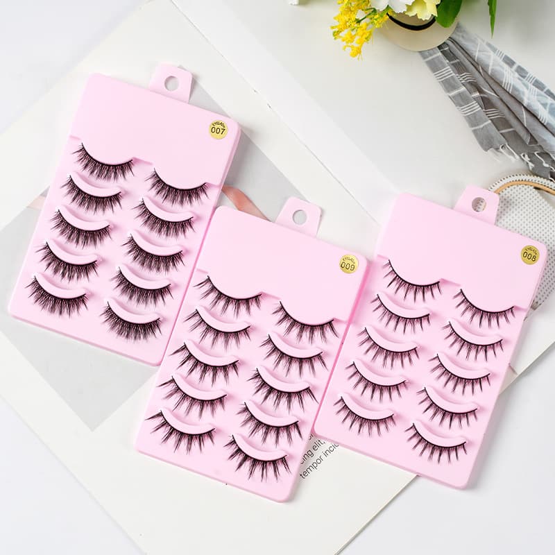 5 Pairs Manga Lashes Anime Cosplay Natural Wispy Korean Makeup Artificial False Eyelashes