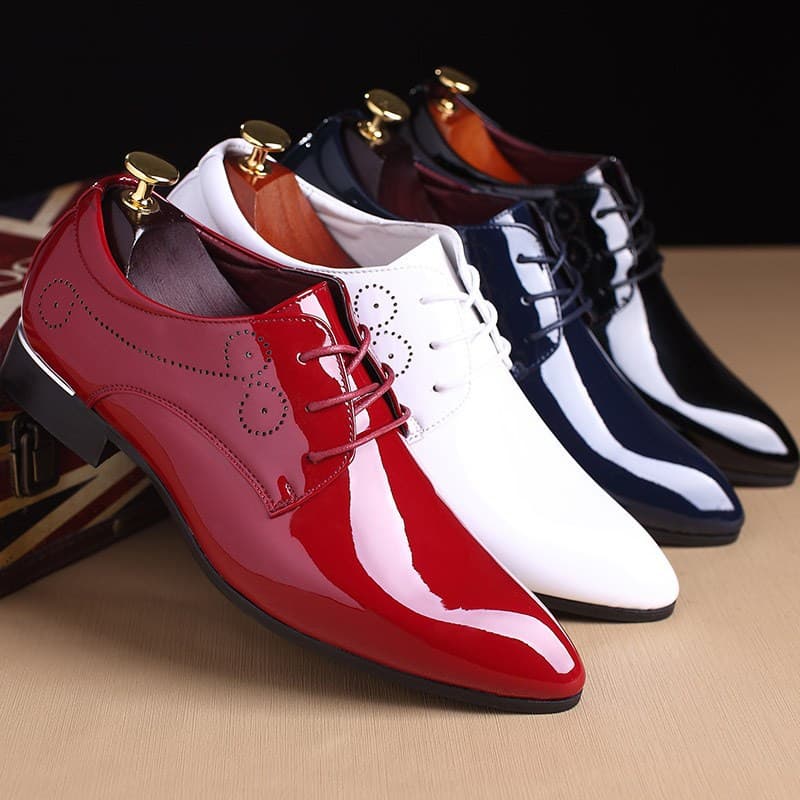 Men's Black Leather Slip-On Dress Shoes