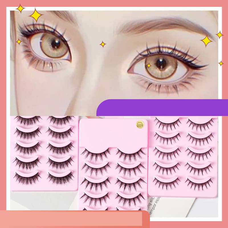5 Pairs Manga Lashes Anime Cosplay Natural Wispy Korean Makeup Artificial False Eyelashes
