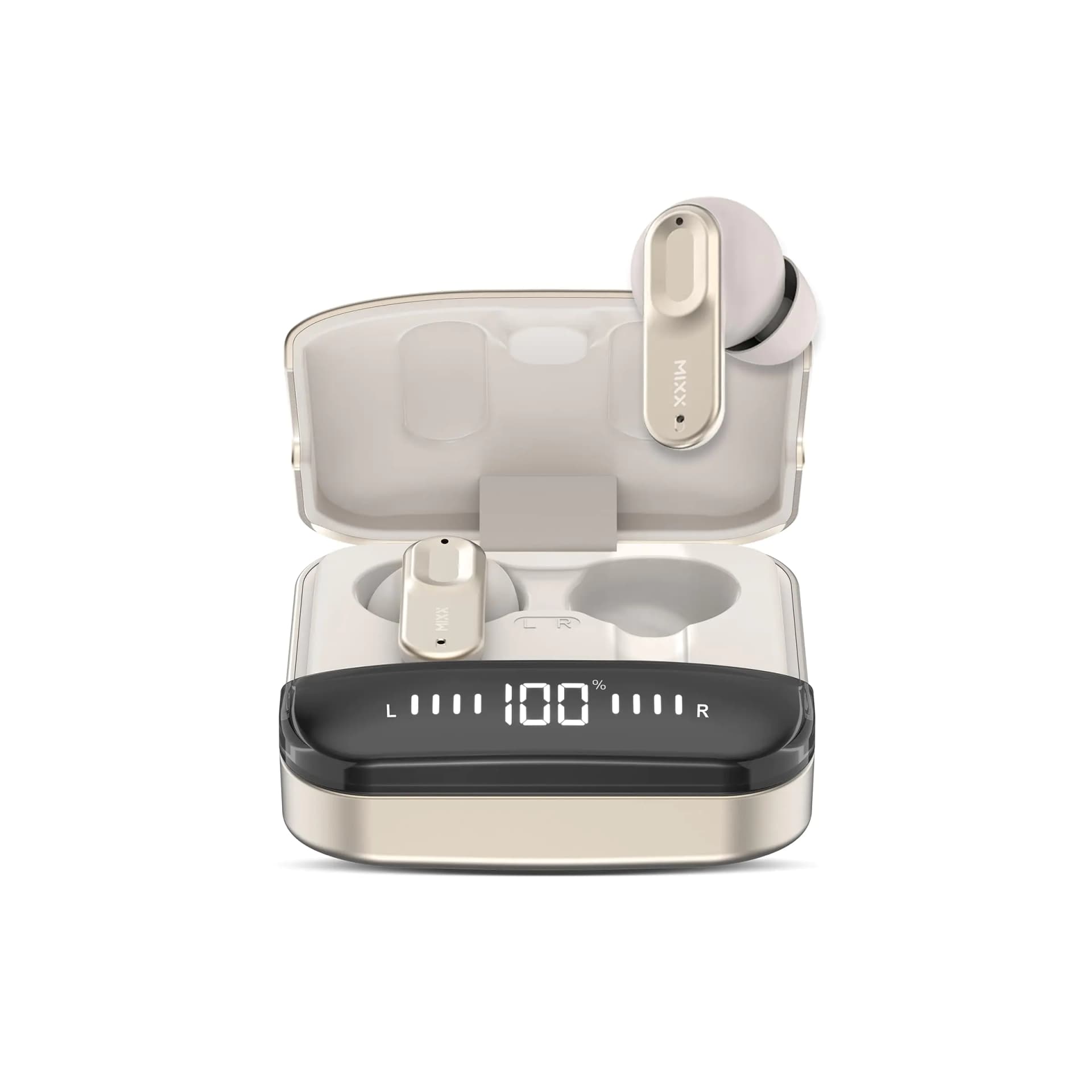 MIXX StreamBuds Ultra Mini - True Wireless Earbuds with Charging Case - Quality Bluetooth Earphones (Champagne)