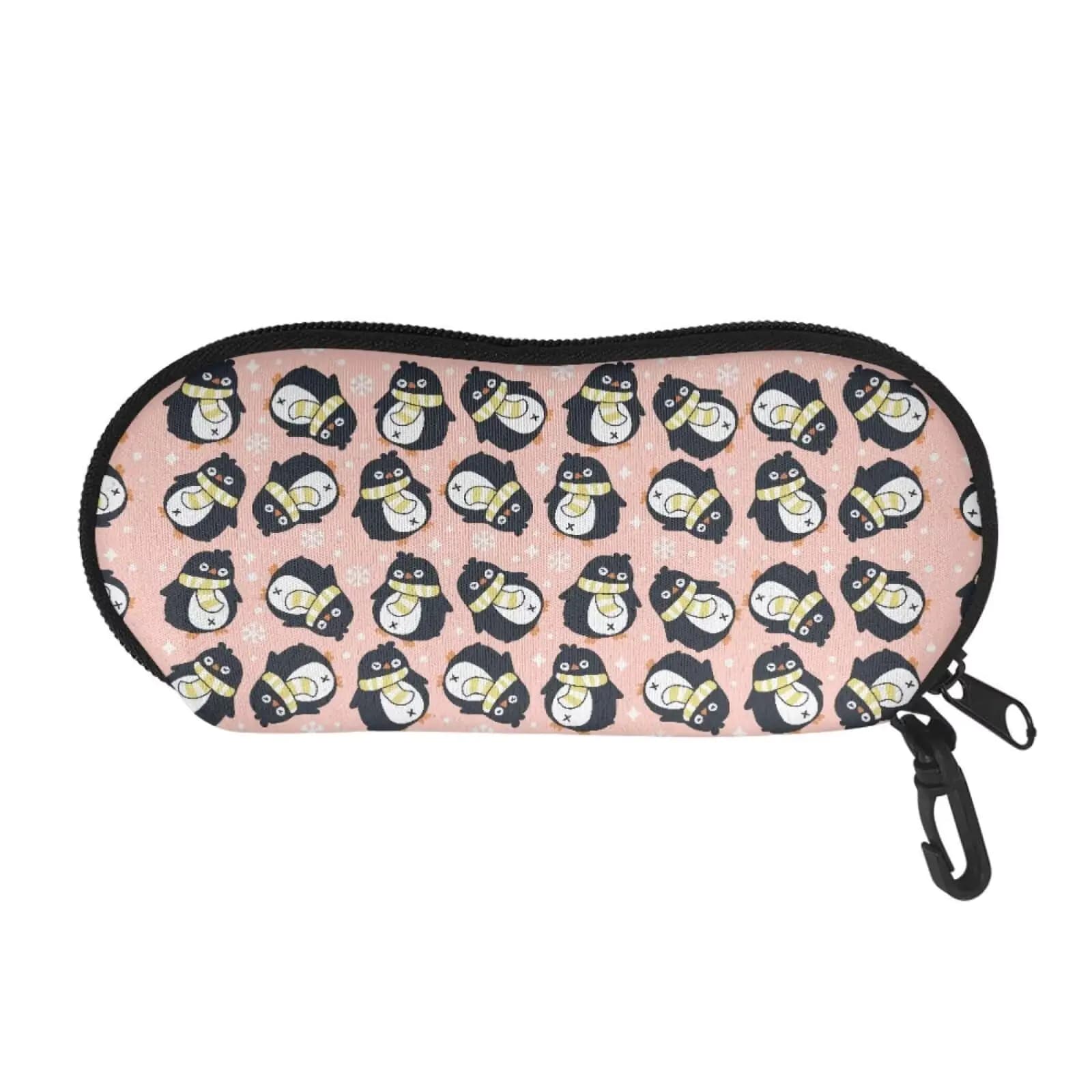 JoyLamoria Penguin Print Soft Eyeglass Cases for Women Fashion Sunglasses Bag Holder Glasses Accessories with Clip