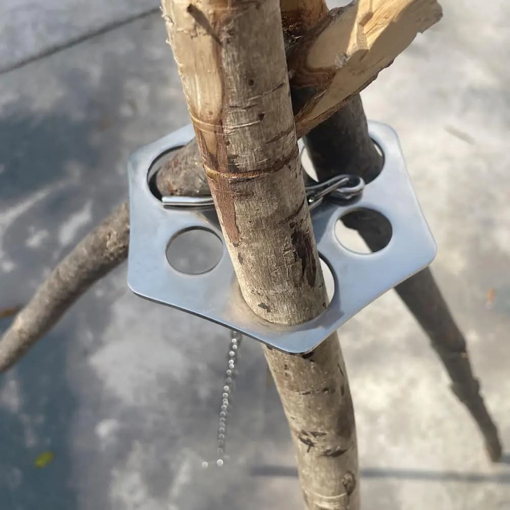 Camping Tripod Board Accessories，Turn Branches into Campfire Tripod ，Stainless Steel Campfire Support Plate with Adjustable Chain for Hanging CookwarePortable Camping Gear (standard) (Plus-2)