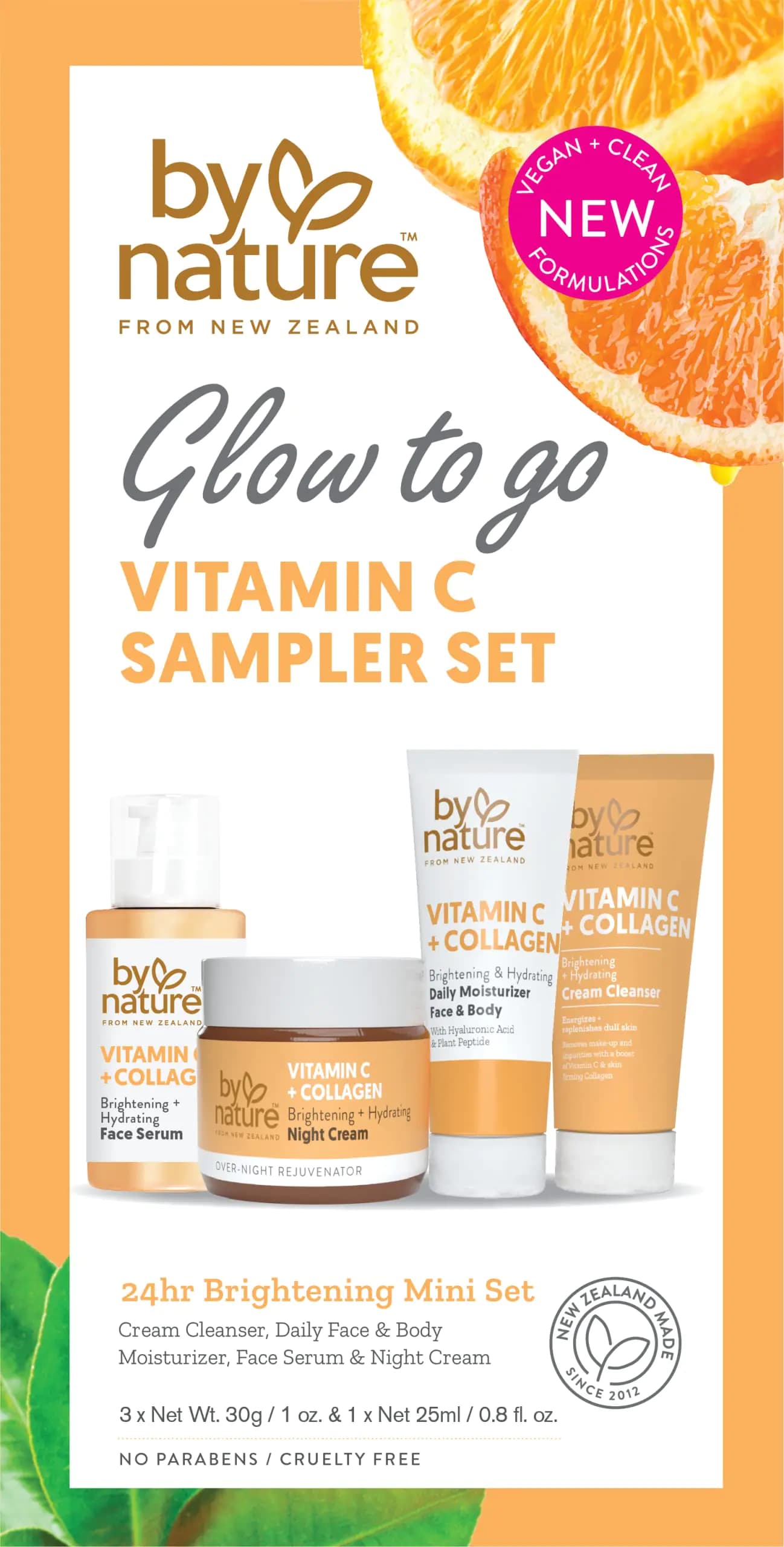 By Nature Glow To Go Vitamin C Sampler Skincare Set - Skin Care Set Travel Size Skincare Gift Set Skin Care Sets & Kits Skincare Kits Travel Skincare Sets Face Care Set for Women & Men