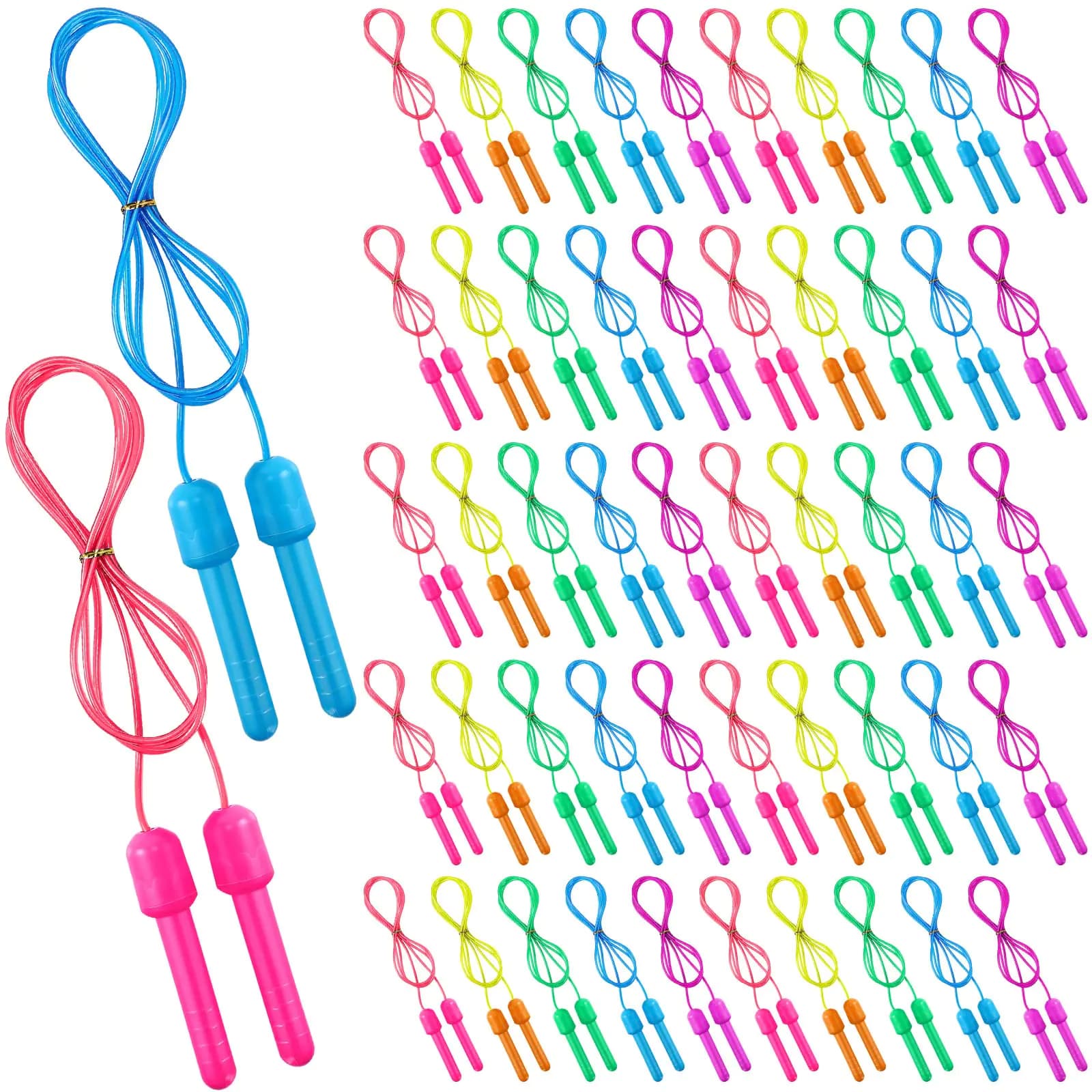 150 Pcs Colorful Jump Rope 8.2 Feet Plastic Jump Rope Adjustable Jumprope Bulk Rope Skipping for Women Men Kids Outdoor Sports Exercise Workout Activities Fitness Equipment Party Favor