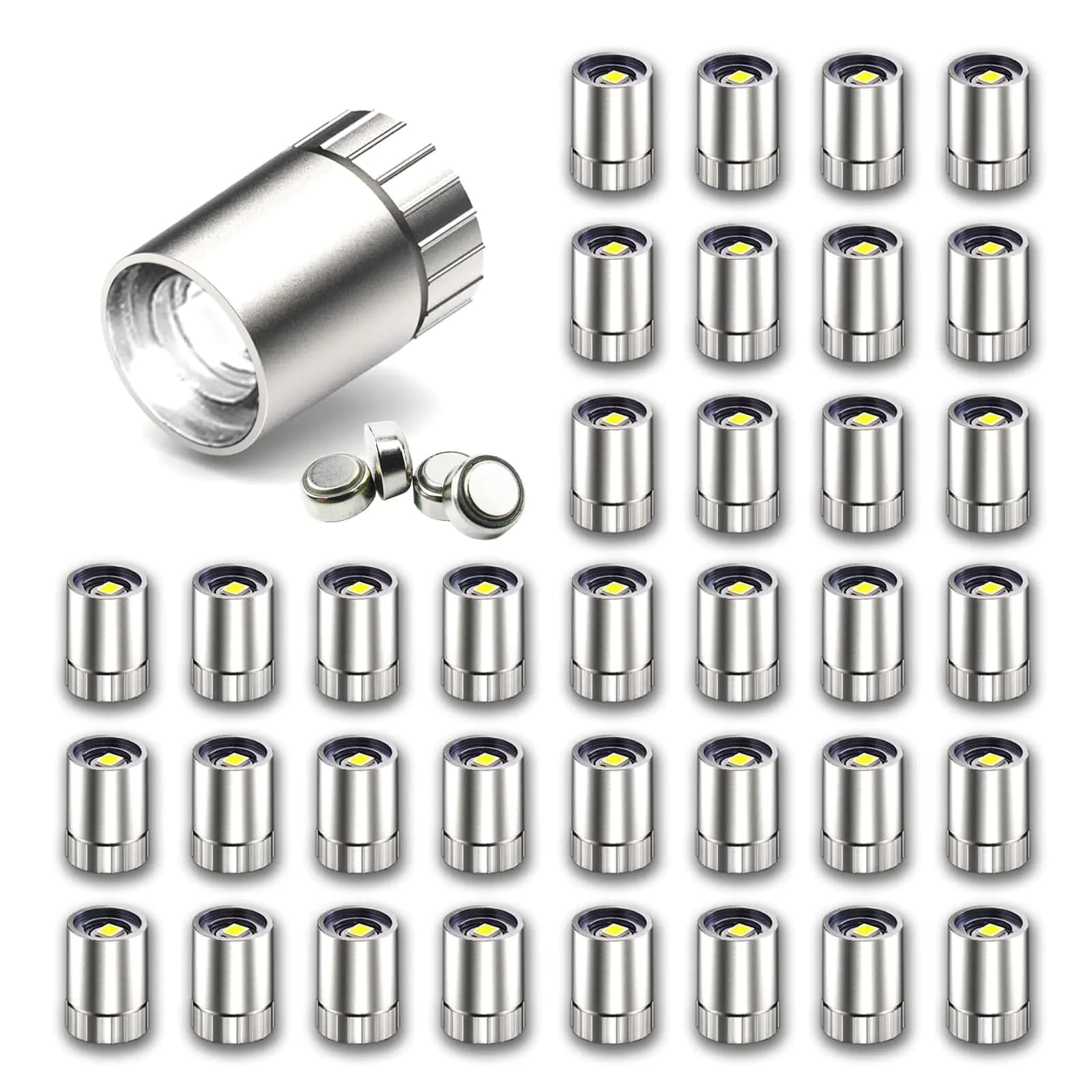 SUZEYAR 36 Pcs - Miniature Lights for DollhouseMiniature LED Lights for HandcraftMini Spot Lights Battery Operated Tiny Decoration LightsLED for BalloonsParty Decoration (Cold White)