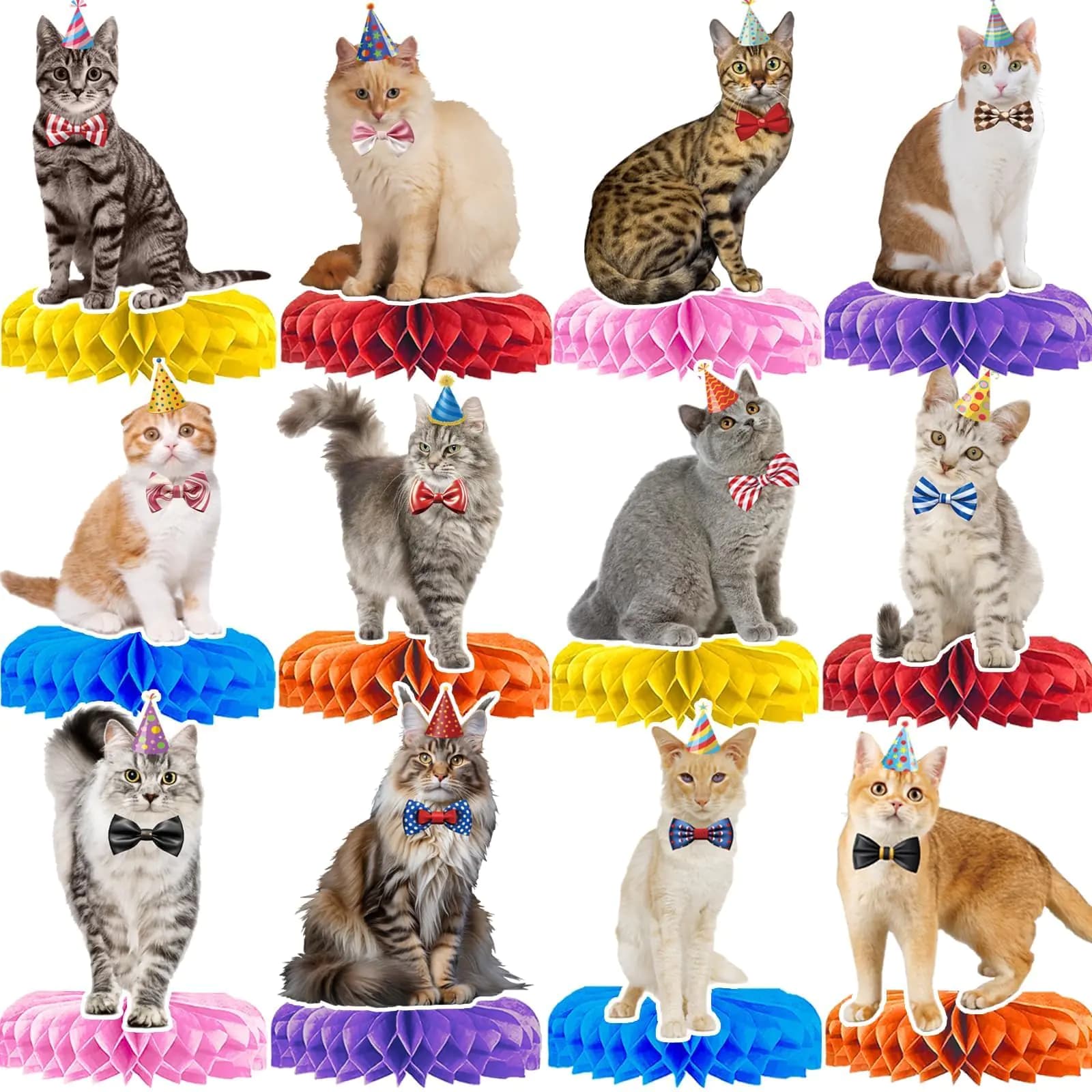 Cat Honeycomb Centerpieces Party Decorations Set