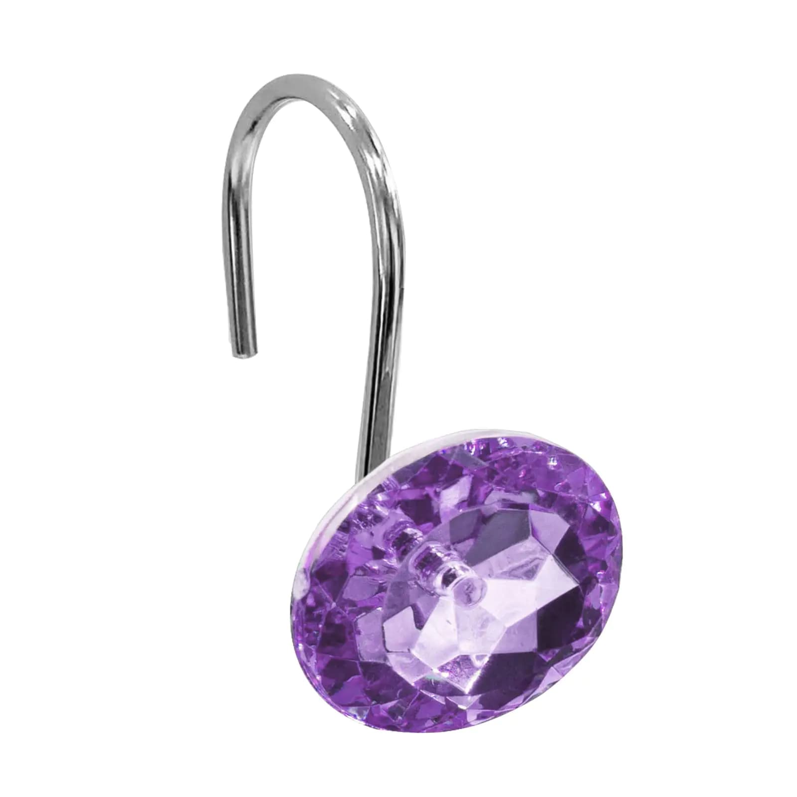 Gibelle Shower Curtain Hooks Diamond Shaped Shower Curtain Rings Hooks for Bathroom Curtains Rod Acrylic Decorative Rhinestones Bling Rolling Bathroom Accessories Set of 12 Purple