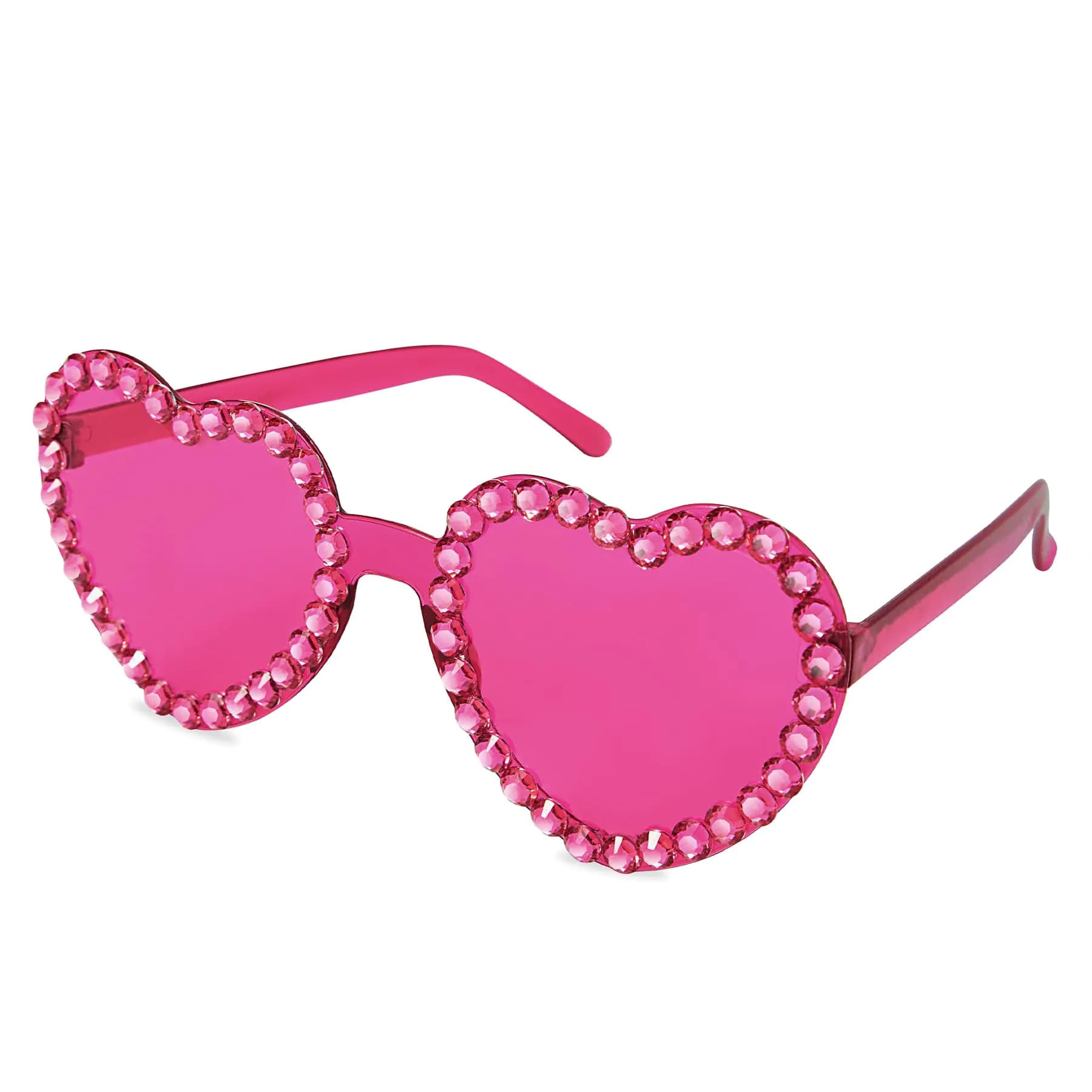 Rhinestone Heart Sunglasses in Hot Pink