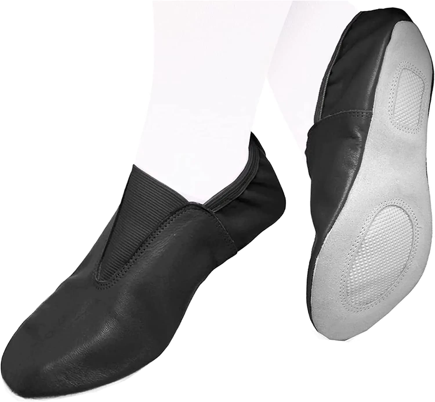 Adult Gymnastic Shoes - Trampoline Shoes Gymnastics - Tumbling Shoes - Agility Gym Shoes Goat Leather Slip-on Rubber Sole (Numeric 8) Black
