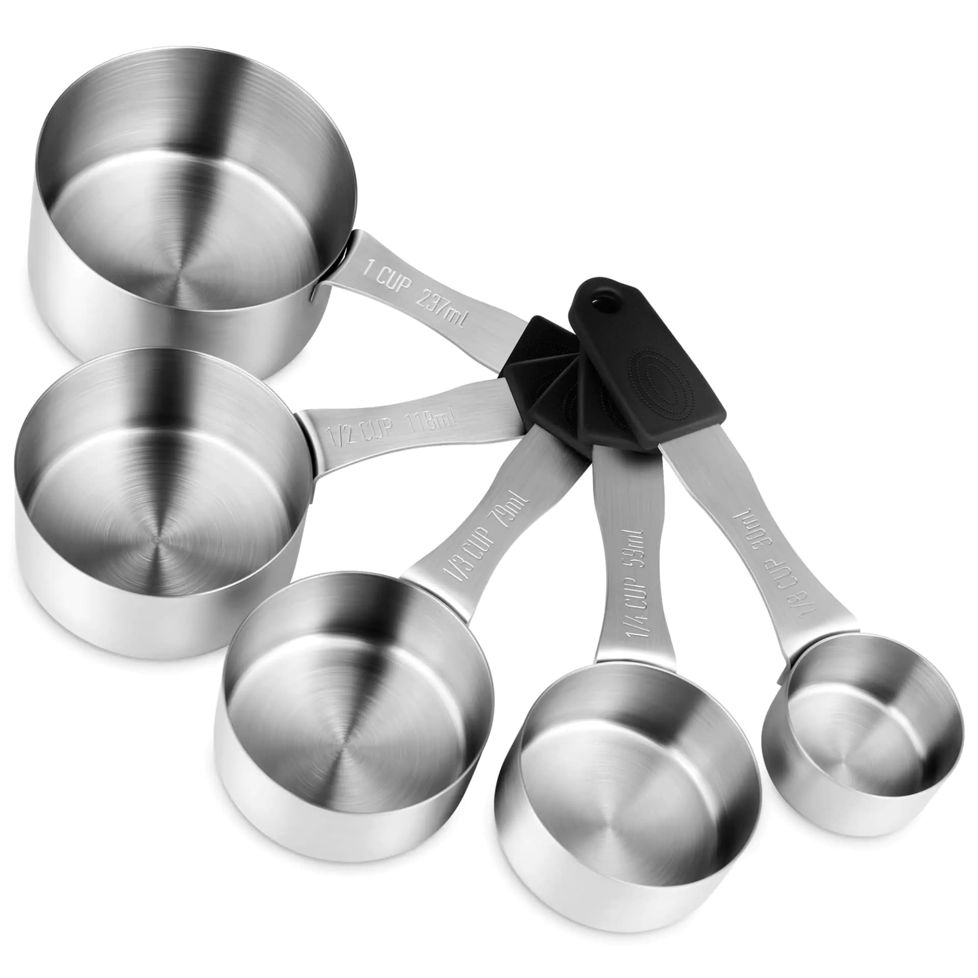 Measuring Cups Magnetic Stainless Steel Measuring Cups 5 Piece Stackable Set for Dry or Liquid Ingredients Measurement - Kitchen Gadgets Metal Measuring Cups Best for Cooking & Baking