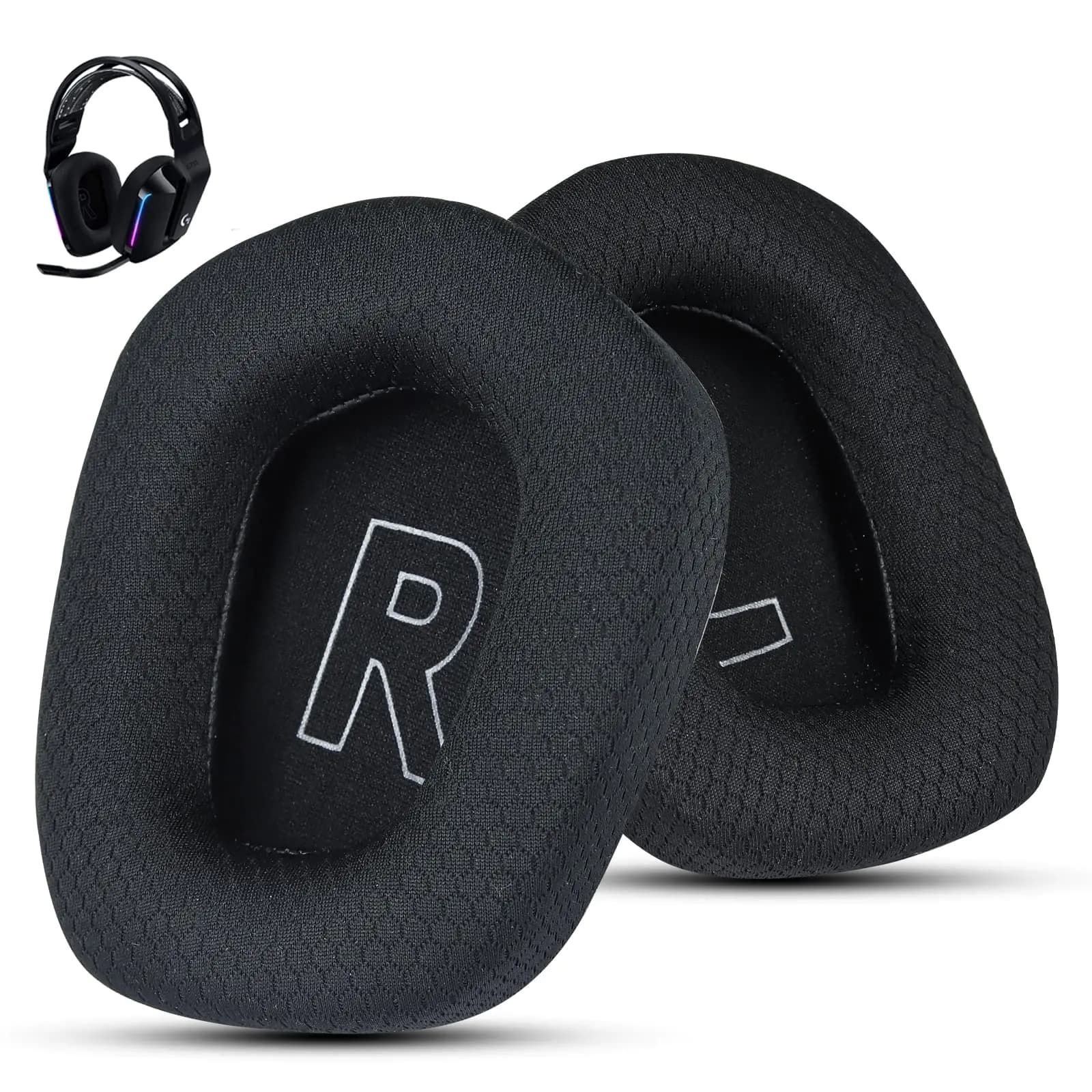 Wzsipod Fabric Replacement Ear Pads for Logitech G733 Gaming Headset Also Fit Logitech G335 Wireless Headphone EarPads Accessories with Soft Mesh Fabric & Isolation Foam (Black)