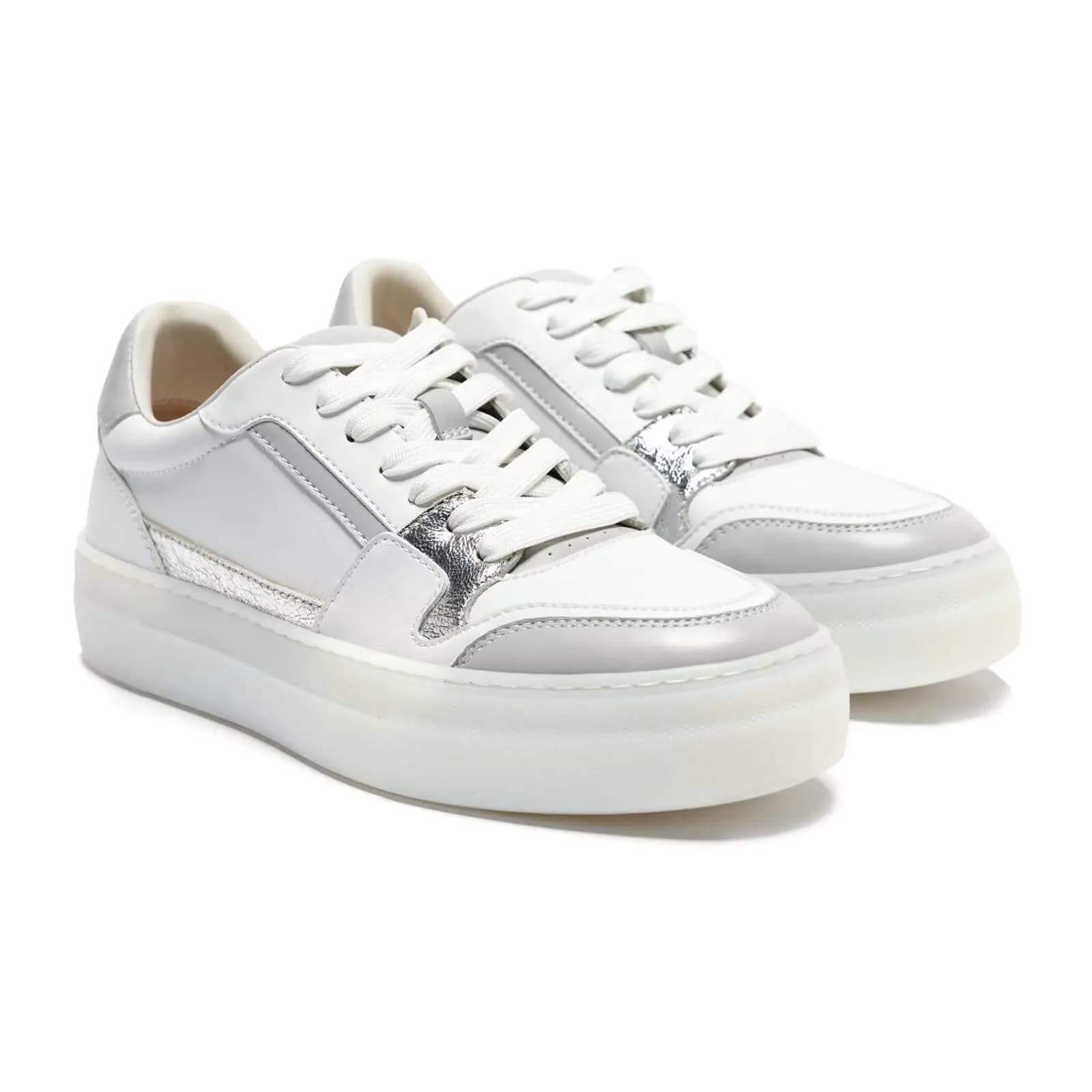 AiciBerllucci Womens Casual Sneakers White Leather Sneakers Platform Sneakers for Women Comfortable Sneakers White Fashion Sneakers for Women AM99AP-2A-2018-7.5