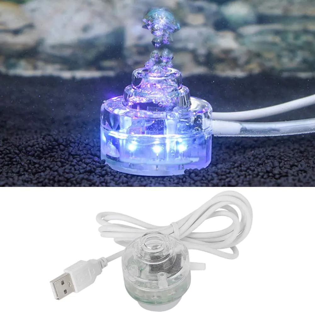 TOPINCN Aquarium LED Light Colorful Fish Submersible Lamp Aquarium Aerator Stone Pond Fountain LED Lights with Air Stone (US Plug)