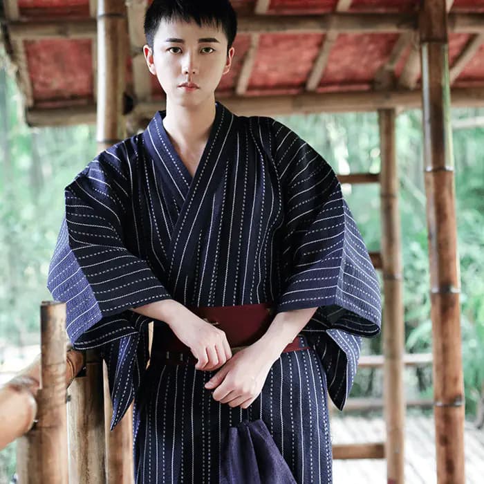 Japanese Men's Traditional Kimono Bathrobe and Clothing