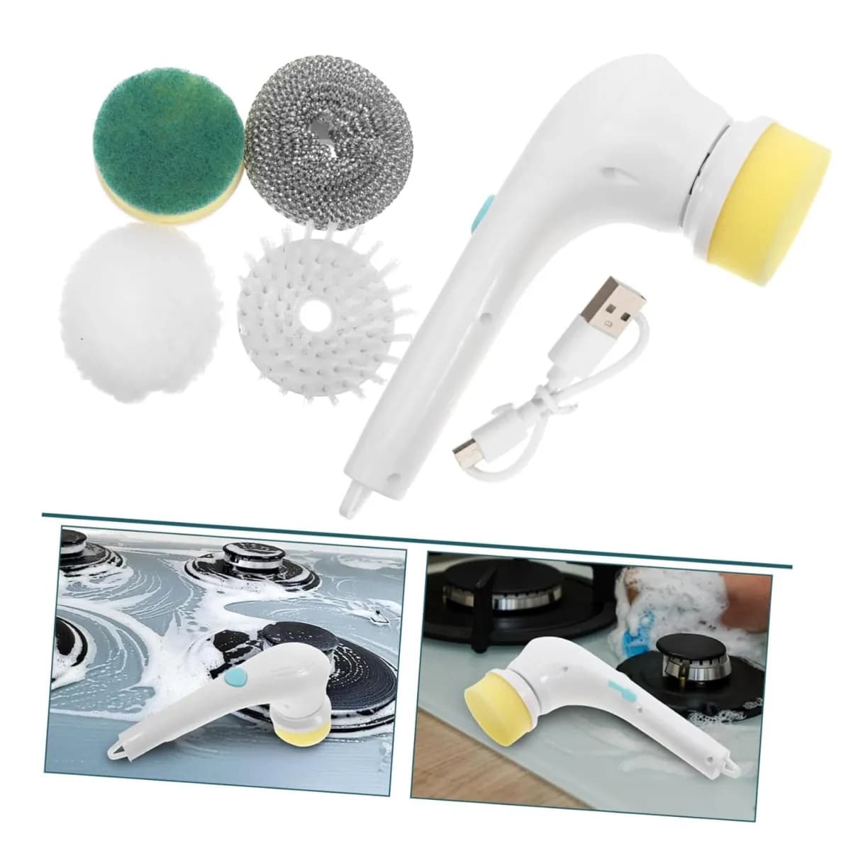 5-In-1 Handheld Electric Spin Scrubber Cleaning Brush