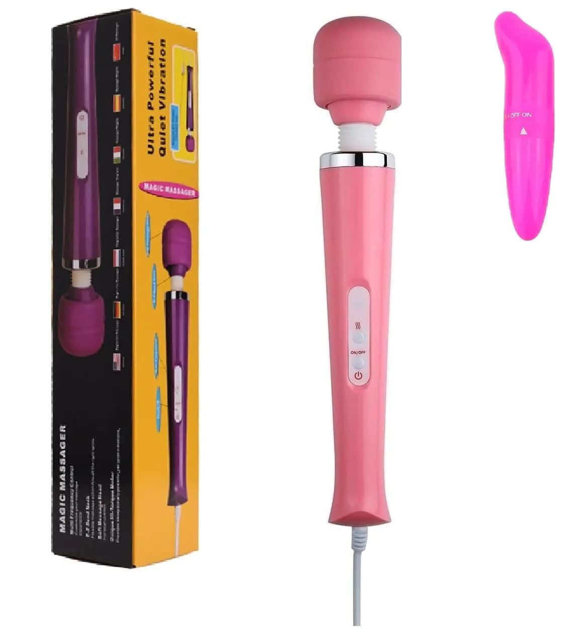Finever Handheld Massagers Tools Power Electric Foot Neck Back Hand Leg Arm Muscle Aches for Women Men Massage Therapy Pain Relief Deep Tissue Toy ((Pink Big Massager and Small Tool)