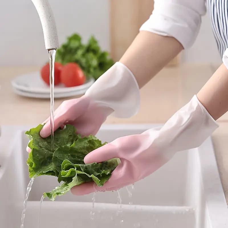 1 Pair of Kitchen Cleaning Gloves with Scrubber Tools